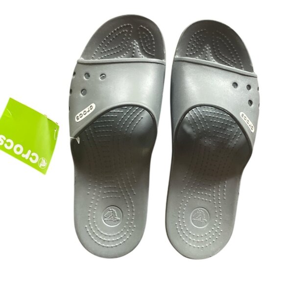 Crocs Unisex Adult Crocband 2 Slide Sandals, Grey Slate Grey NWT M9/W11 - Picture 2 of 9